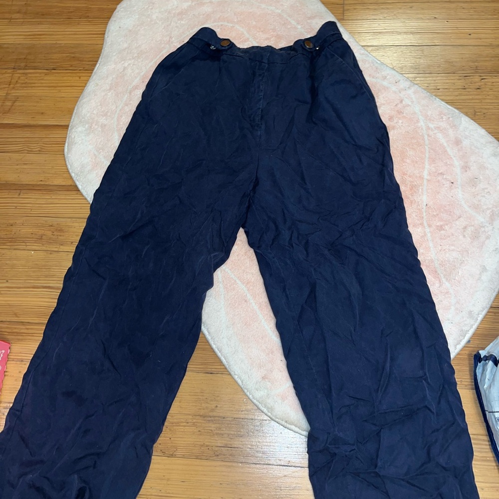 Kenzo Navy Wide Leg Pants Relaxed Fit